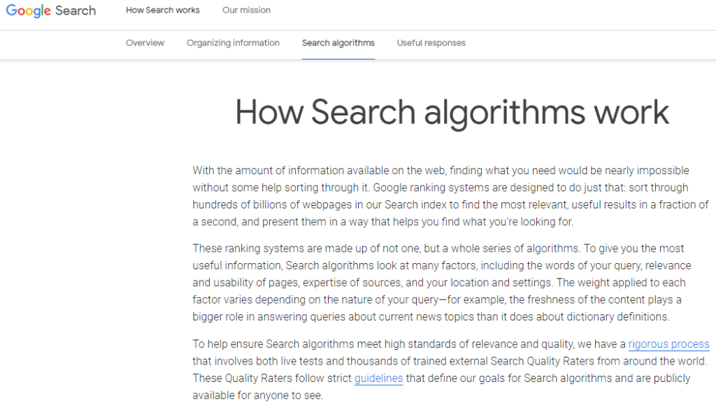 How the search works on google