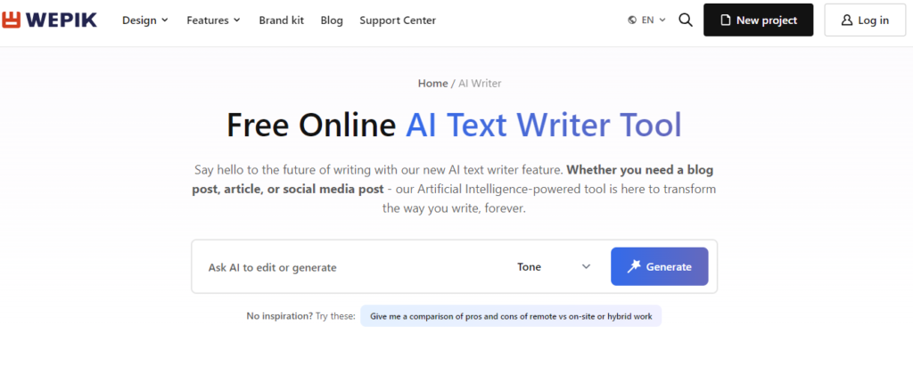 Best AI Text Generators Tools - Wepik Writer