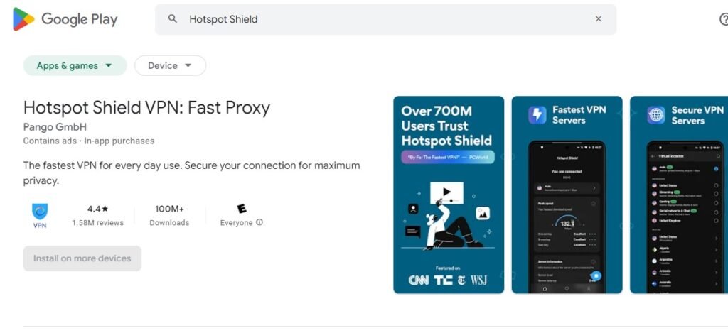 Best VPN for Android Apps - Hotspot Shield VPN