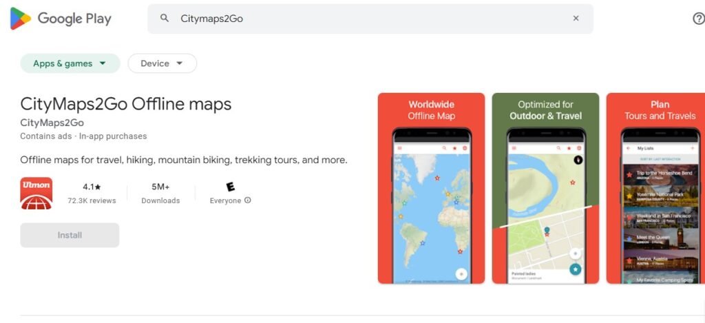 Best Map for Android Apps - Citymaps2Go