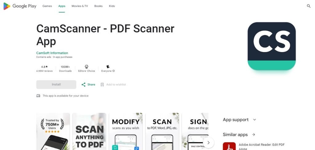 Best Scanner for Android Apps - Camscanner