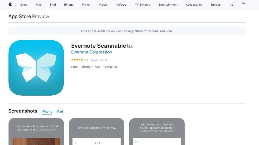 Best Scanner for Android Apps - Evernote Scannable