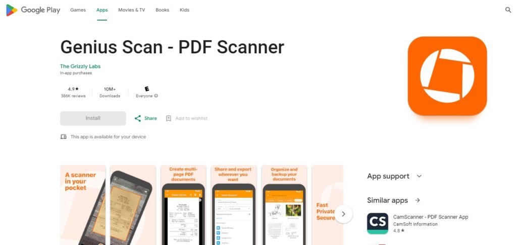 Best Scanner for Android Apps - Geniusscan