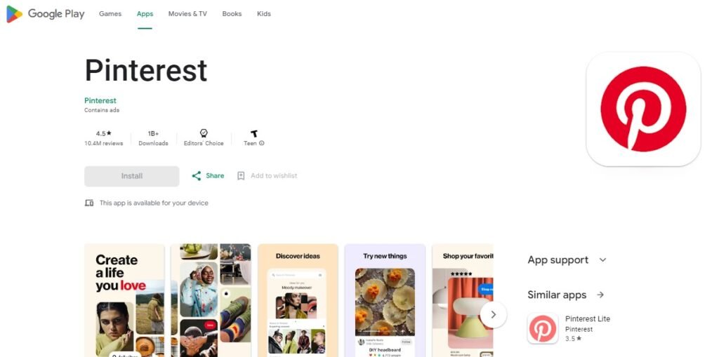 Best Social Media for Android Apps - Pinterest