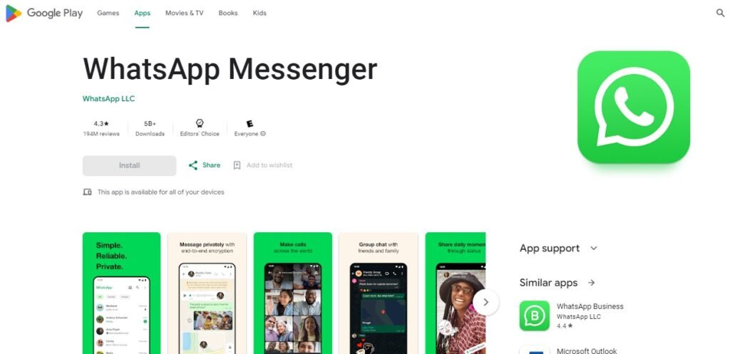 Best Messaging for Android Apps - Whatsapp