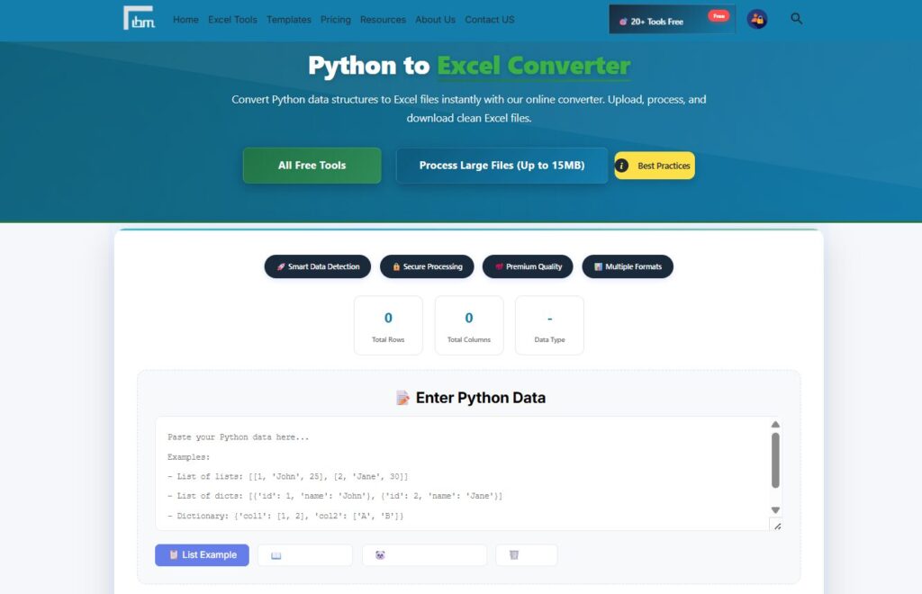 Python to Excel Converter - IBusiness Excel Tools