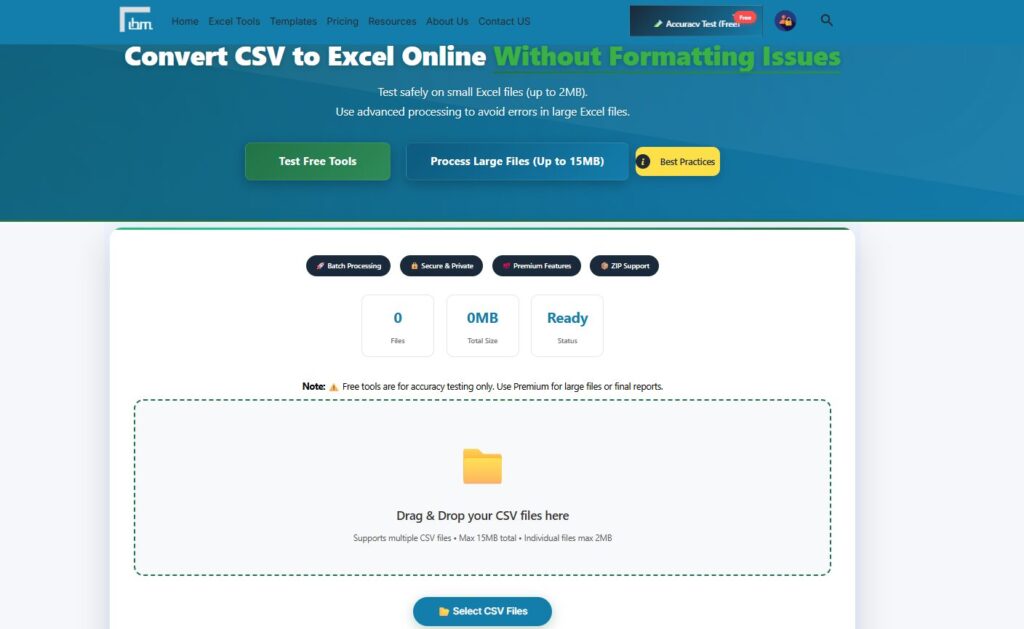 CSV To Excel Converter Online Free No Signup Upload Files- IBusiness Excel Tools