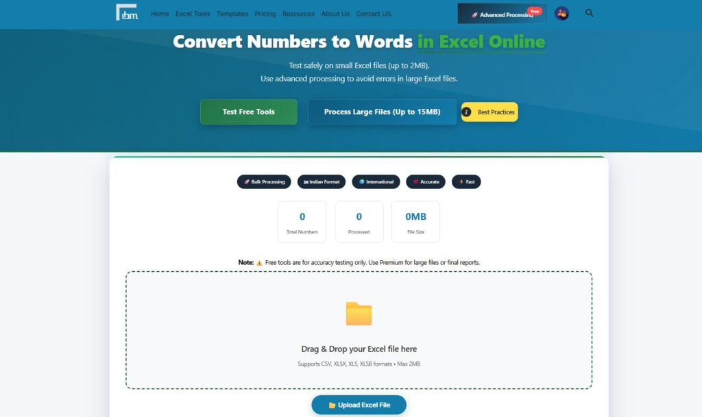 Convert Amount to Words in Excel Online Upload File - IBusiness Excel Tools