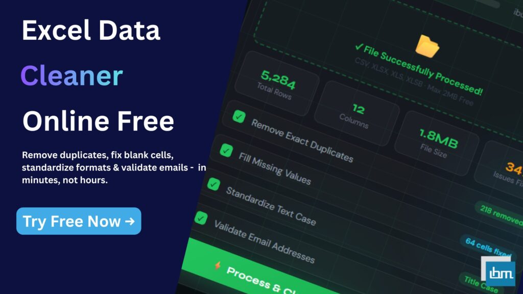 Excel Data Cleaner Online Free - IBusiness Excel Tools