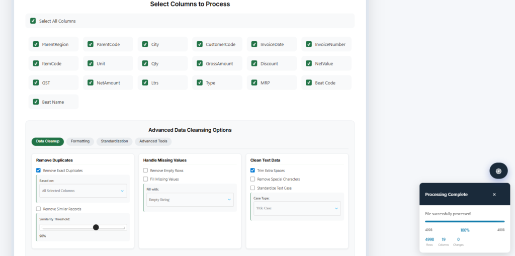Excel Data Cleaner Online Free - Remove Duplicates, Fix Errors & Standardize Your Spreadsheet in Minutes Advanced Data Cleansing Options - IBusiness Excel Tools