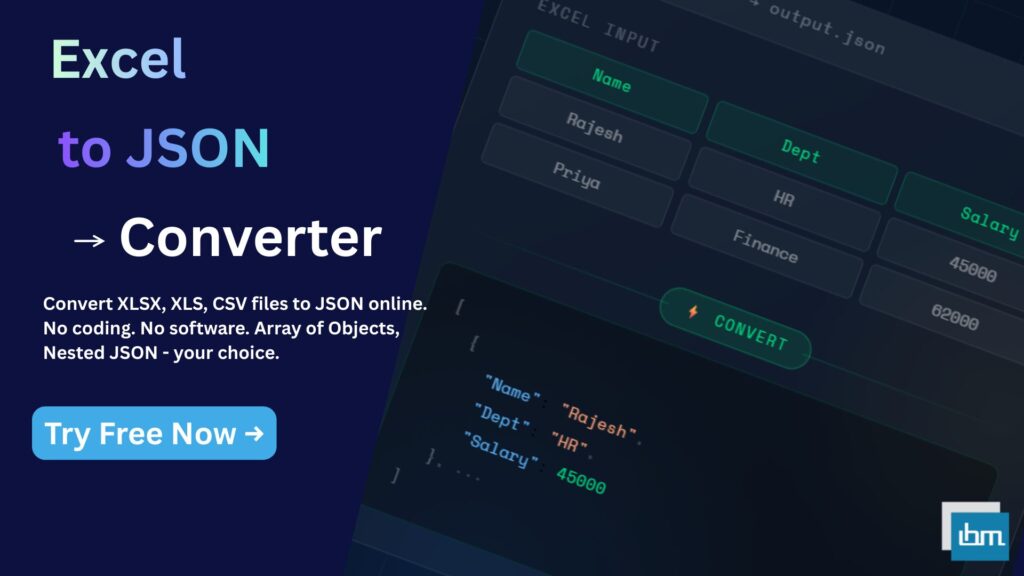 Excel to JSON Converter Online Free - IBusiness Excel Tools