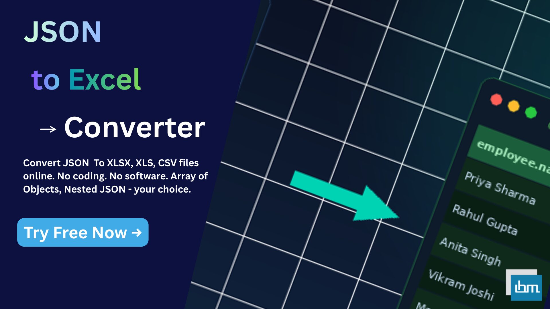 JSON To Excel Converter Online Free – IBusiness Excel Tools