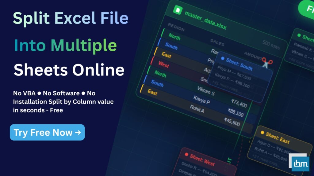 Split Excel File into Multiple Sheets Online Free - IBusiness Excel Tools