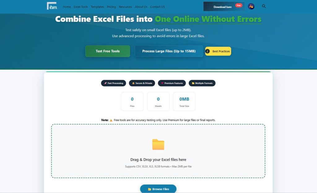 Combine Excel Files into One Online Without Errors