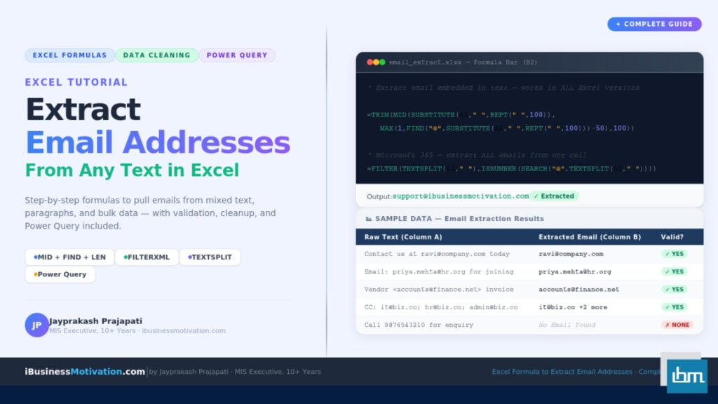 Excel Formula to Extract Email Addresses Complete Guide