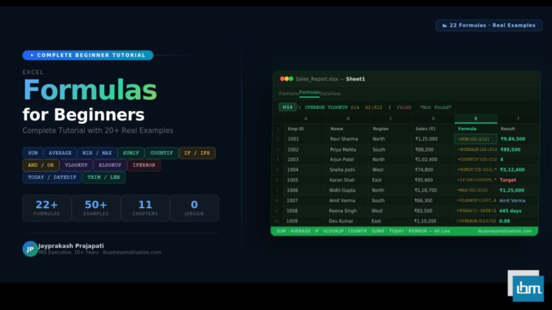 Excel Formulas for Beginners – Complete Tutorial with 20+ Examples