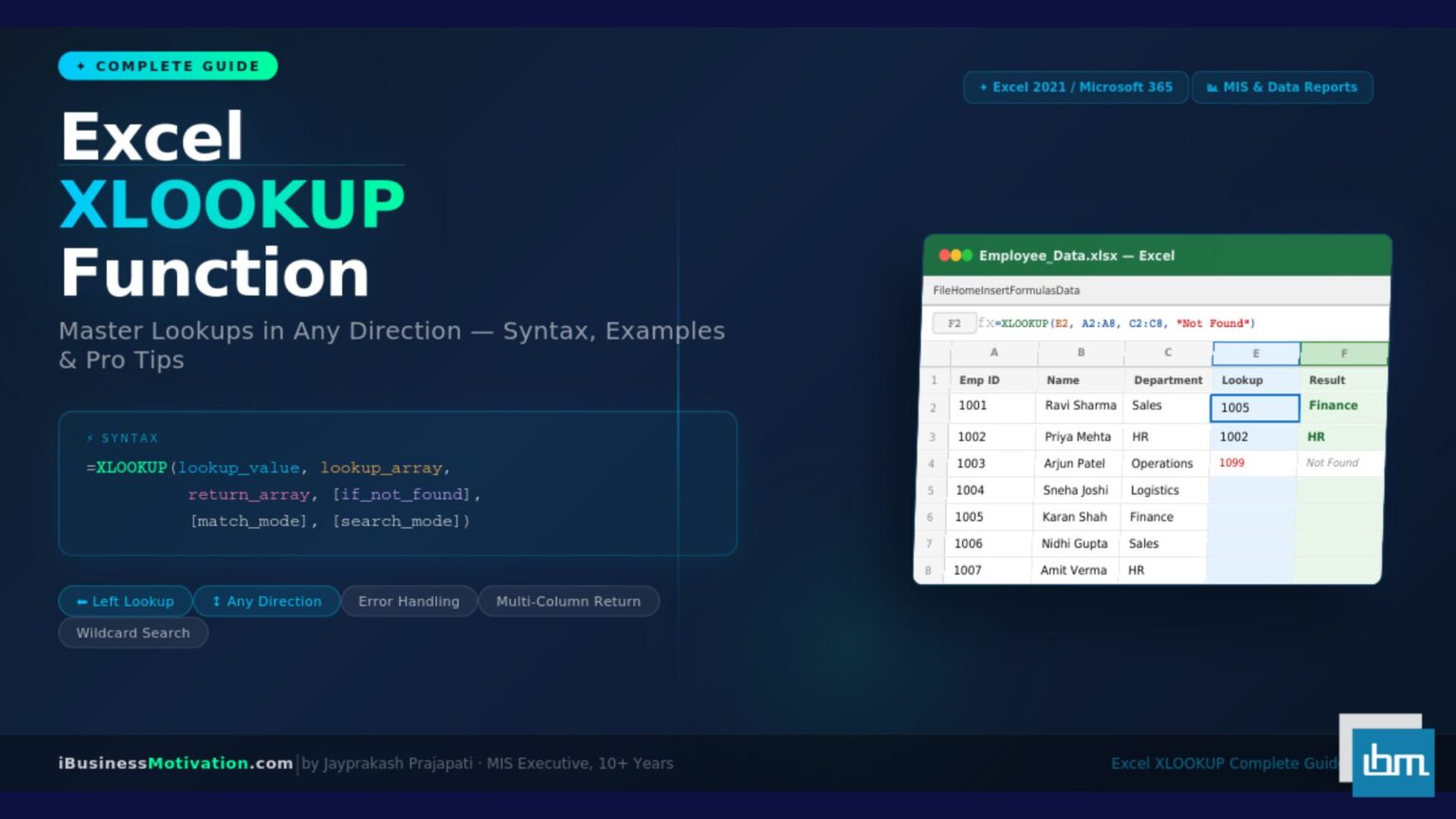 Excel XLOOKUP Function Complete Guide